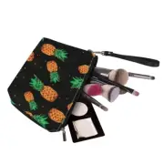 Geometric Pineapple Portable Cosmetic Bag Large Travel PU Leather Makeup Pouch
