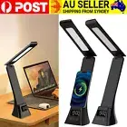 LED Desk Lamp with Fast Wireless Charger Clock Alarm Date Office Study Reading