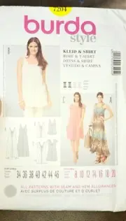 Burda Sewing pattern, 7204 Dress and Shirt Sizes 18-20 UNCUT