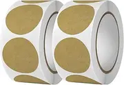 Haobase 1000 Pcs/2 Rolls Kraft Stickers, 2.5 cm/1 Inch Round Blank Self-Adhesive Stickers Labels