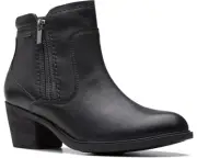CLARKS NEVA ZIP WATERPROOF LEATHER ANKLE BOOTS Women's Size 9.5 M BLACK NEW!!