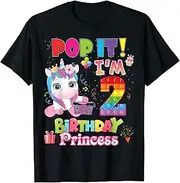 [X.Style] Pop It I'm 2 Years Old 2nd Birthday Fidget Toy Kid Unicorn ds1322 T-Shirt (S) Black