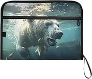 PDZRMY Polar Bear Swimming Water Expanding Filing Folder, 13 Pockets Expandable Document Organizer Folder with Zipper Closure for Home Office A4 Letter Size Paper Document