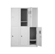 6 Door Metal Locker Office Storage Cabinet Steel School Lockable Light Grey
