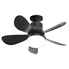 30W Ceiling Fan Light 3 Speeds LED Bulb Ceiling Fan (Black Small Remote) Hot