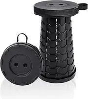 Foldable Stool for Adults - 550lbs Capacity, Portable & Retractable Camping Seat, Compact Collapsible Stool for Outdoor, Travel, Events（Black）