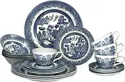 [Churchill] Blue Willow Plates Bowls Cups 20 Piece Dinnerware Set, Made in England
