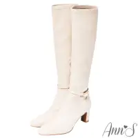 在飛比找momo購物網優惠-【Ann’S】精緻美感窄版-彈力羊紋可拆繫帶兩穿扁跟及膝長靴