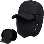KJIASDFE Winter Windproof Warm Hat Men Women Bomber Ear Flap Hat Cap Winter Ski Trooper Cotton Caps,3-Pack