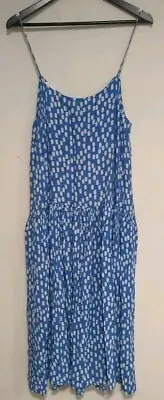 NEW Mister Zimi Dress Blue Whit Summer Strappy Sleeveless Lightweight Size 14