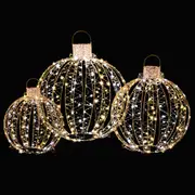 Costway 3pcs Christmas Light Balls Indoor Outdoor Hanging Spheres Iron Frame Globe Light w/360 Lights Lawn Garden