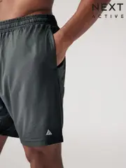 Slate Grey Textured Active Gym Shorts (685682) | $25