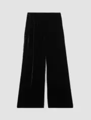 NWT Eileen Fisher Velvet Wide-Ankle pleat Pants Sz XL Black Rayon Silk blend