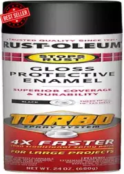 334128 Stops Rust Protective Enamel Spray Paint, Gloss Black, 24 Oz