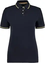 [KUSTOM KIT] Womens/Ladies St Mellion Cotton Pique Tipped Polo Shirt (UK Size: 12 UK) (Navy/Yellow)