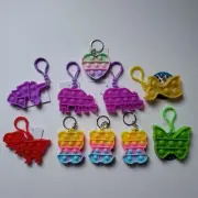 Lot 10 Carabiner Push Pop Bubble Snap Sensory Fidget Toy Keychain Party Favors