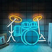 Drum set Neon Sign for Wall Decor,Kids USB Powered Drum set Led Sign, Reusable Drum set Light Up Sign for Boys and Girls, Light Up Sign for Bedroom and Livingroom