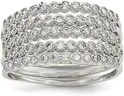 [JewelryWeb] 925 Sterling Silver Stackable Set Of 5 CZ Simulated Diamond Rings Size 7-Stackable Ring for Women