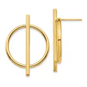 14K Yellow Gold Circle & Bar Post Earrings