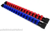 2 GOLIATH INDUSTRIAL 3/8" ABS MOUNTABLE RED/BLUE SOCKET RAILS HOLDERS ORGANIZER