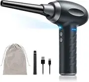 【Brushless Motor 90000RPM】KACNON Compressed Air Duster, 3-Gear Dust Blower Electric Air Duster for Computer Cleaning, 15W Fast Charging, LED Light & 4 Battry Indicator, 7500mAh Replace Air