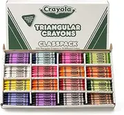 CRAYOLA 256 Large Triangular Crayon Classpack, 16 Assorted bright Colors, Share Among the Classroom, Perfect for Schools and Education, Child Safe and Nontoxic., BIN528039
