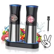 Gravity Electric Salt and Pepper Grinder Set - USB Rechargeable Automatic Black