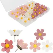 30 Pcs Flowers Push Pins Decorative Thumb Tacks in 3 Colors Cute Office Decor fo