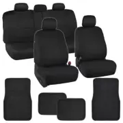 carXS Full Split Bench Car Seat Covers & Interlocking Carpet Floor Mats, Black (for: Kia)