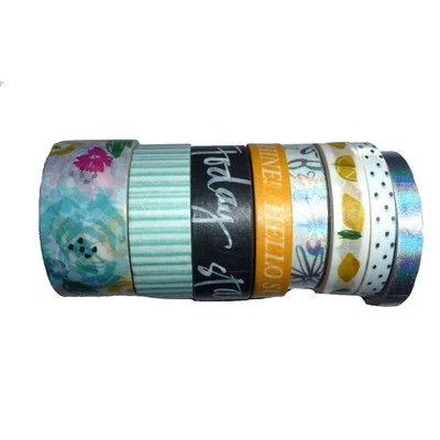 Heidi swapp ‘fresh start’ pattern craft 8 piece washi ribbon tape silver
