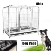 38" Pet Dog Cage Crate Kennel Cat Collapsible Metal Cages Playpen Large w/ Wheel