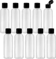 Tecmisse 10 Pack 3.4oz/100ml Travel Bottles with Flip Caps, Clear Small Refillable Empty Squeeze Bottle Containers, Plastic Air Flight Travel Bottles for Liquids Toiletries Shampoo Lotion Conditioner,