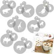14 pcs Coffee and Cake Decorating Stencils // 11cm and 7cm // ANIMALS