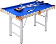 Billiard Pool Table Full Game Set, Table Game for Kids and Adults with Cues Ball Brush Included, Indoor Outdoor Game Children Bedroom Playroom Trick, 1.4M Foldable and Li