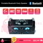 Portable Bluetooth Light Up Party Speaker System USB microSD Aux FM Radio