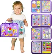 PELOSTA Busy Board Montessori Toys for 1 2 3 4 Year Old Toddlers,7 in 1 Busy Book for 1-3 Boys Girls,Educational Activity for Sensory Play,Travel Toys for Plane,Car,Birthday Gifts for Kids