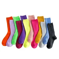 在飛比找蝦皮商城優惠-韓國女士糖果色堆堆襪純色全棉中筒襪透氣長襪子韓國甜美女襪 襪