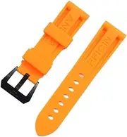 [BANDKIT] Black Orange 22 24 26mm Rubber Watchband For Panerai Watch Strap Silicone Waterproof Tape Wrist Bracelet