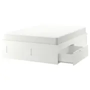BRIMNES bed frame with storage, white, Double