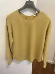 BNWT Uniqlo Womens Rayon Long Sleeve Blouse Shirt Mustard yellow XS
