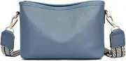 [Aucorley] Women's Crossbody Bag, Leather Women's Bag, Adjustable Wide Shoulder Strap, Lightweight Vegan Shoulder Handbag, Fashion Handbag Satchel, Multi Pocket Shoulder Handbag(Blue)