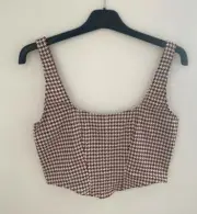 NEW Primark Ladies UK 14 Zip Back Crop Top Patterned