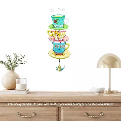 Allen Designs Studio Wall Clock: Spot of Tea Teacup Stack