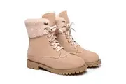 AUSTRALIAN SHEPHERD UGG Boots Women Sheepskin Wool Lace Up Chunky Mina Pink