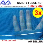 3x Mesh Barrier Cross Weave Anti Bird Debris Safety Fence Hail Net 1.8x6m 105GSM