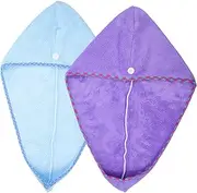 DEARMAMY 2Pcs Water Absorption Hair Towels for Women Quick Dry Comfortable Head Wraps Lake Soft Fleece Bath Towels for Convenient Hair Drying and Styling
