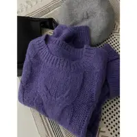 在飛比找ETMall東森購物網優惠-紫色針織冬季韓版奶fufu圓領毛衣