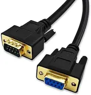 XANHAM 16 Feet(5 Meter) RS232 Null Modem Cable DB9 2 3 Cross TX RX Line Double Shielded(Metal Braiding&AL-foil) Female to Male, Black, SC902X10FM