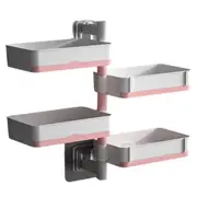 Self-Adhesive Soap Dish Holder for Bathroom Shower and Kitchen Wall Mounted Rotatable Soap Holder Saver Box Storage