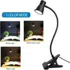 USB Charging Clip On Reading Light 3 Color Modes Table Lamp Bedside
